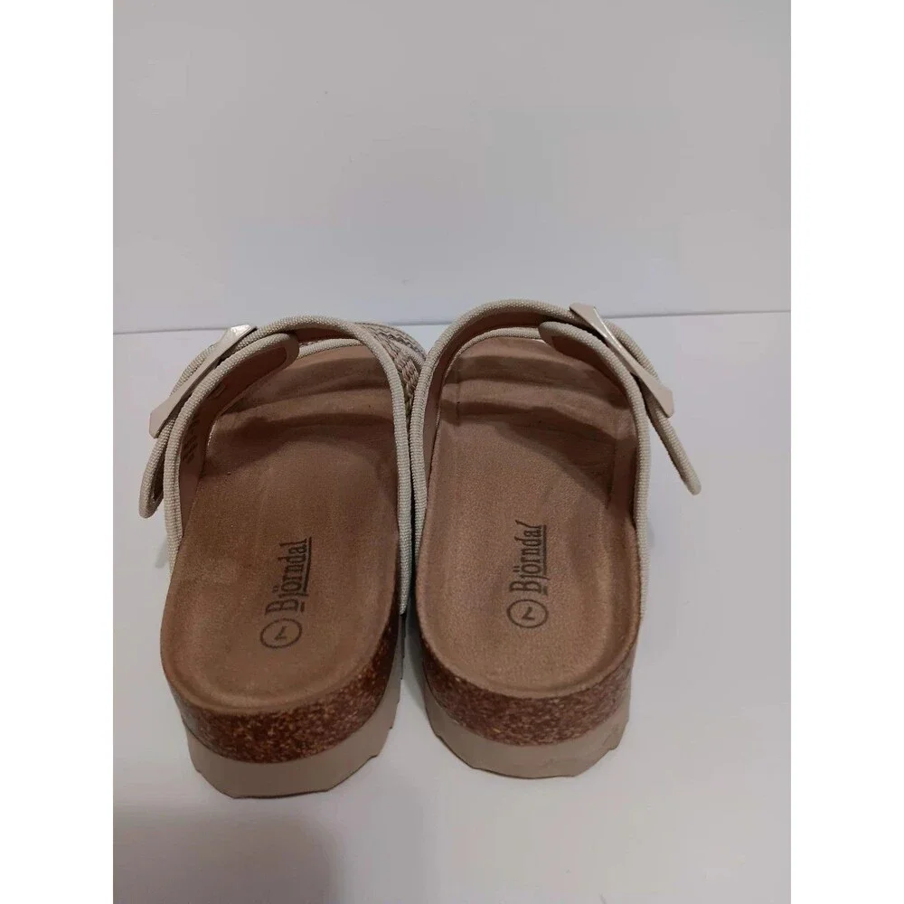 Bjorndal Anne Marie Woven Footbed Sandals Multicolored Strap Corked Sole Sz 7M